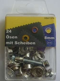 Ã–sen mit Scheiben 08mm (24 Stuck), Silber